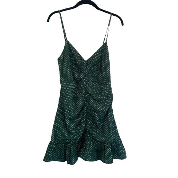 Urban Outfitters New With Tags Green Polka Dot Cinched Mini Dress Size Medium - Picture 6 of 12